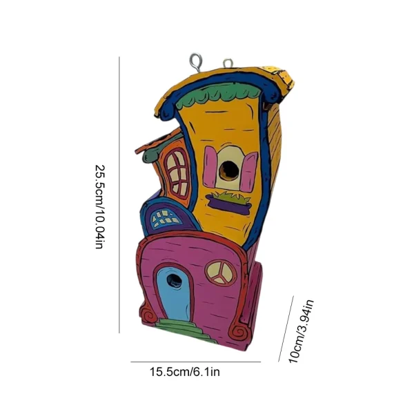 Cartoon Paint Bird Nest with Perch, Cute Small Nesting Box