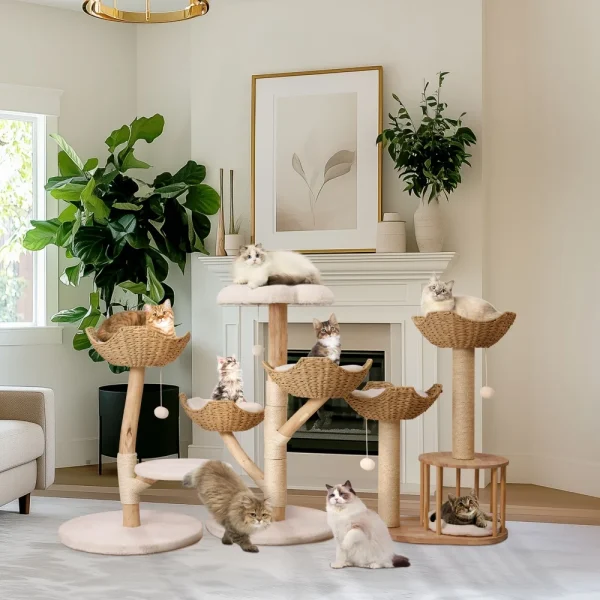 Large Tree Tower for Indoor, Cats Multi-Level Plush Condo