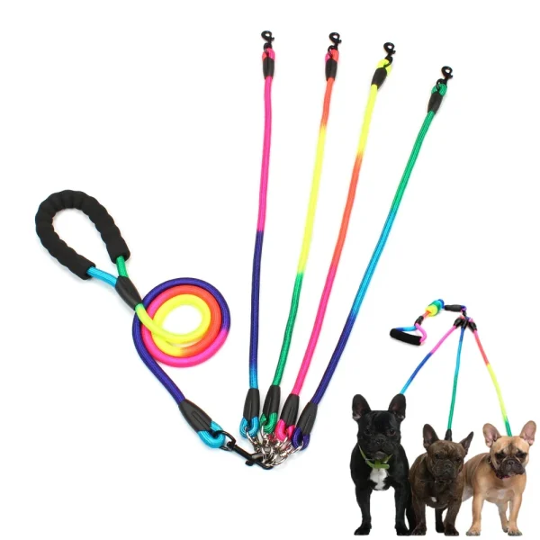 Rainbow Multi Dogs Leash for 1, 2, 3 or 4 Dogs