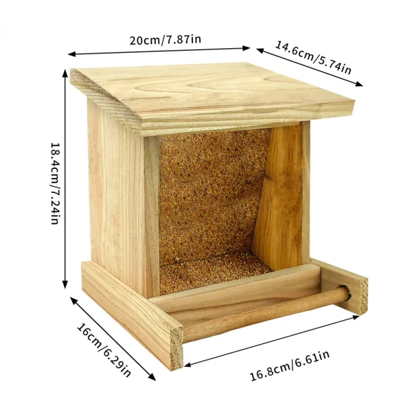 Hanging Wooden Bird Feeding Station with Perch for Outdoor, Yard