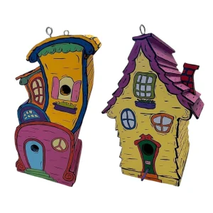 Cartoon Paint Bird Nest with Perch, Cute Small Nesting Box