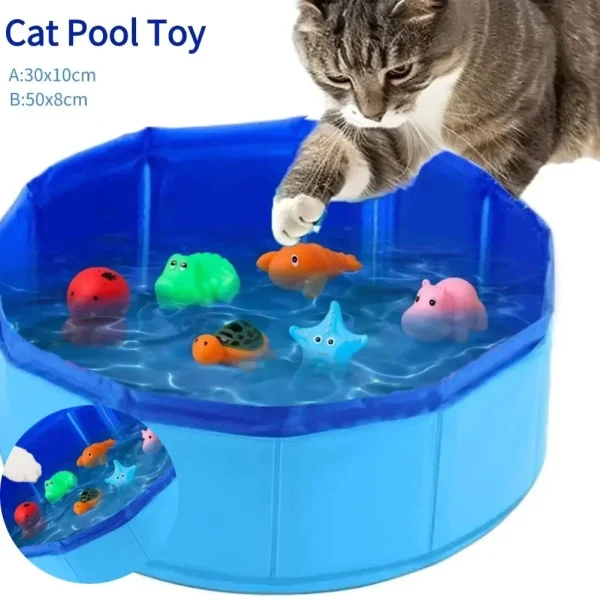 Foldable Cat Pool Water Bath with Starfish Design