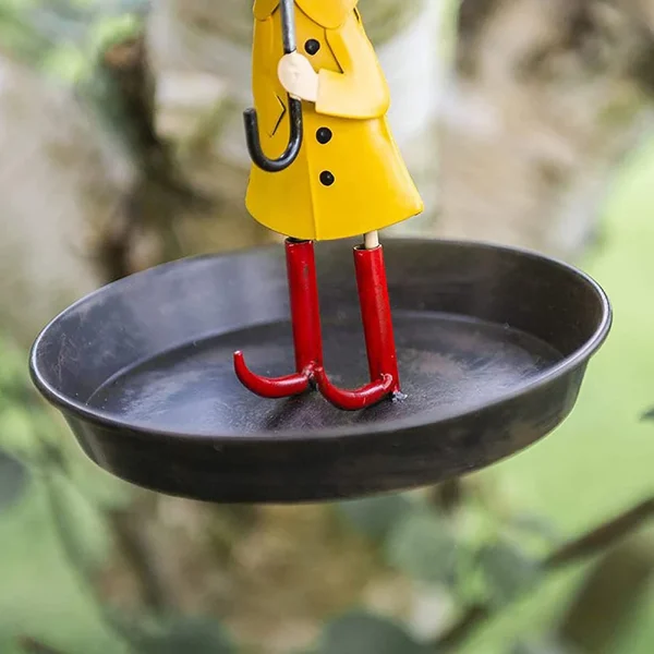 Hanging Bird Feeder Girl with Umbrella Tray