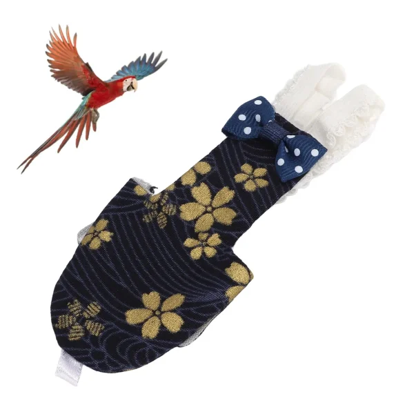Adjustable Bird Diaper with Golden Flower Pattern - 10x20cm (4x8 inches)
