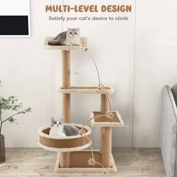Multi-Level Cat Tree Tower, 90 cm Climbing Stand Scratching Posts