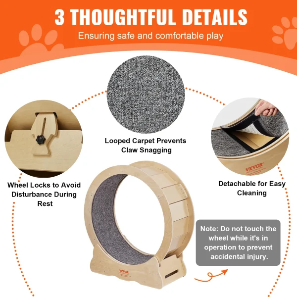 VEVOR Cat Exercise Wheel, Natural Wood