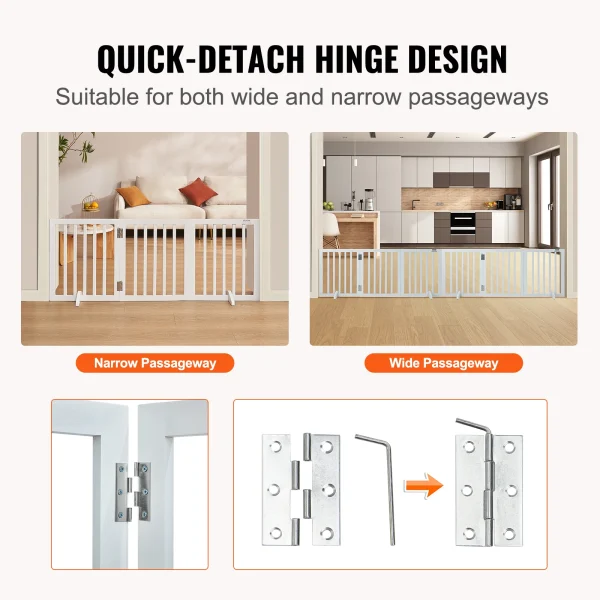 Free Standing Dog Gate with 3 Panels for Narrow Passageways