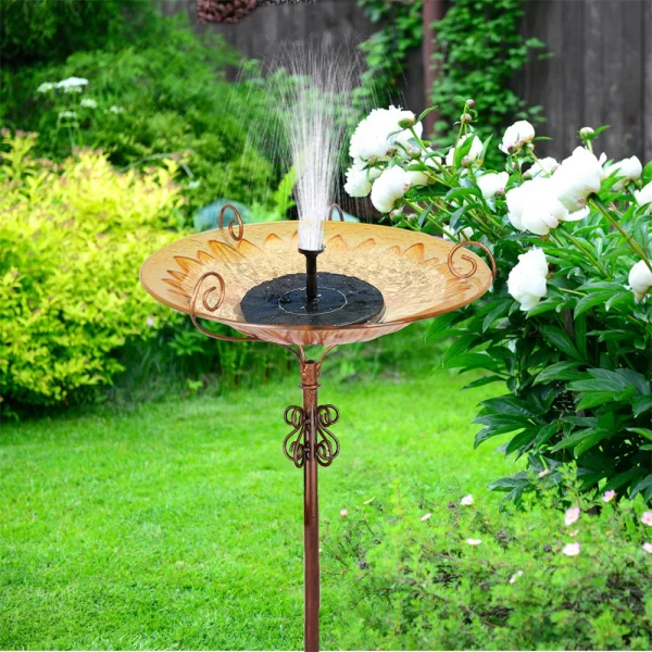 Glass Bird Bath Garden, Outdoor Birdbath, Birdfeeder with Metal Stake