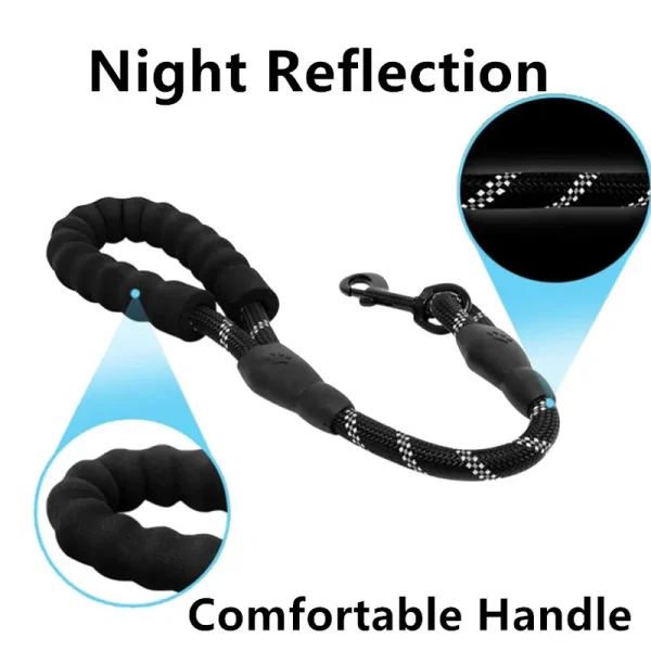 Reflective Short Dog Leash With Comfortable Handle