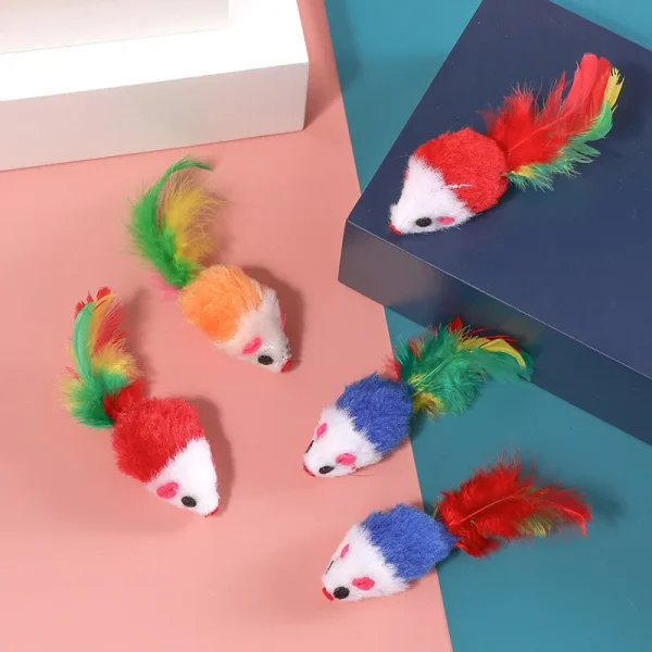 5PCS Plush Simulation Mouse Cat Toys