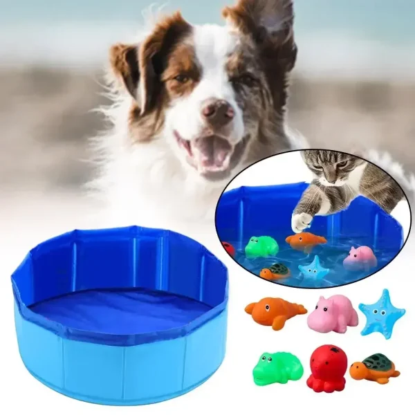 Foldable Cat Pool Water Bath with Starfish Design