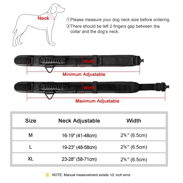 Durable Tactical Dog Collar, Adjustable Nylon Military Collar