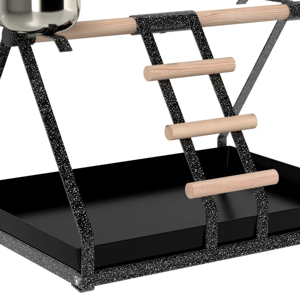 PawHut Portable Bird Stand Resting, Stainless Steel and Base Wood