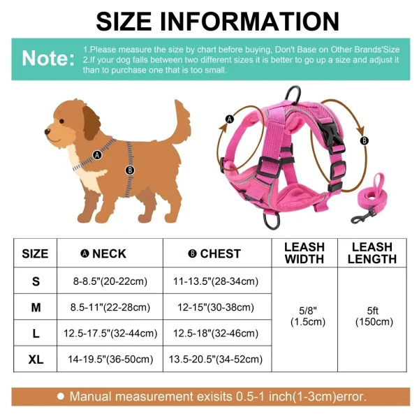 Reflective Dog Harness and Leash Set Mesh, Nylon