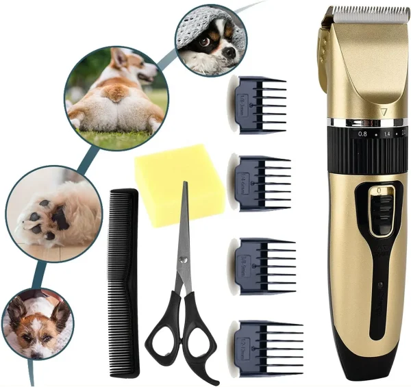 Cordless Dog Grooming Kit with 4 Comb Guides