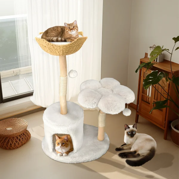 Large Tree Tower for Indoor, Cats Multi-Level Plush Condo