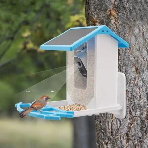 Smart Bird Feeder with USB Solar Panel Charging and Camera