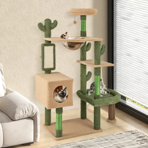 Multi-level Cat Tower 150 cm Cactus Cat Tree for Indoor Cats