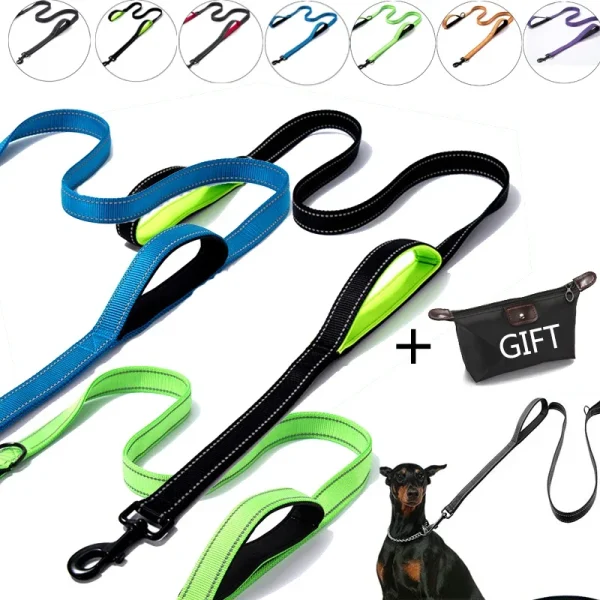 Reflective Dog Leash With Double Handle
