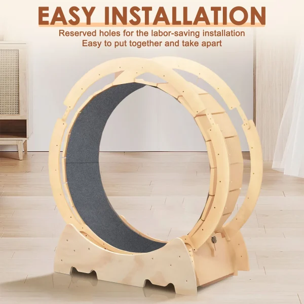 Solid Wood Cat Exercise Wheel, Quiet Spinning Wheel
