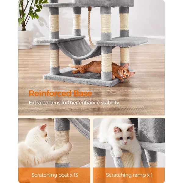 FEANDREA Cat Tree, 168 cm Large Cat Tower with 13 Scratching Posts