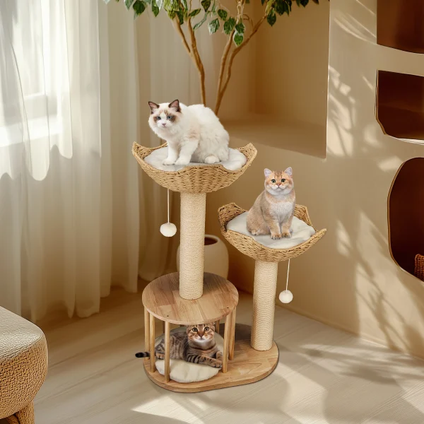 Large Tree Tower for Indoor, Cats Multi-Level Plush Condo