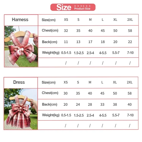 Bow Dog Collar Skirt, Cute Pet Harness with Breast Strap