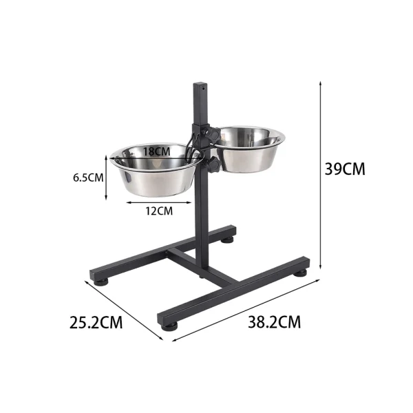 Adjustable Height Dog Feeder, Stainless Steel with Double Bowl