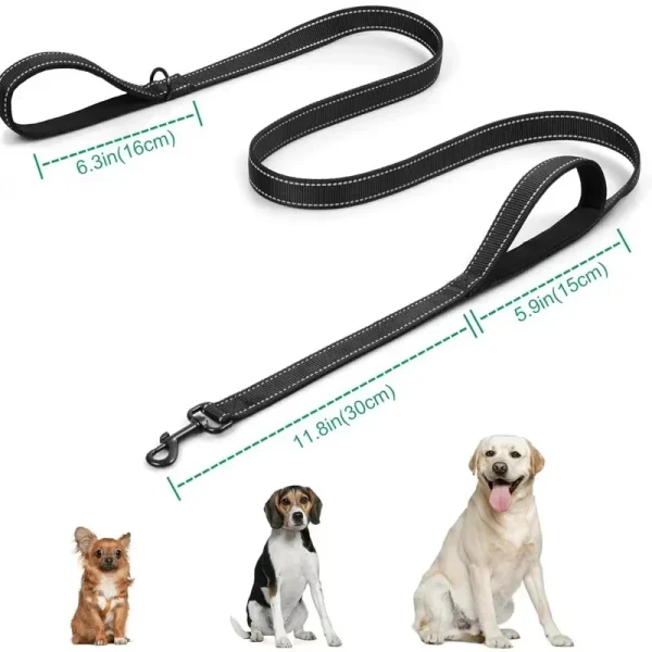 180cm Double Handle Dog Leash, Double-Sided Reflective Night Safety