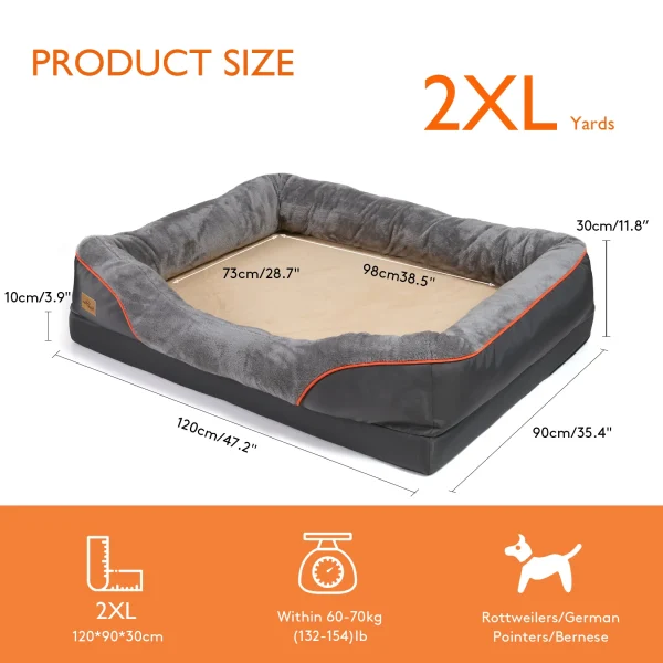 Jumbo Large Orthopedic Dog Bed Memory Foam