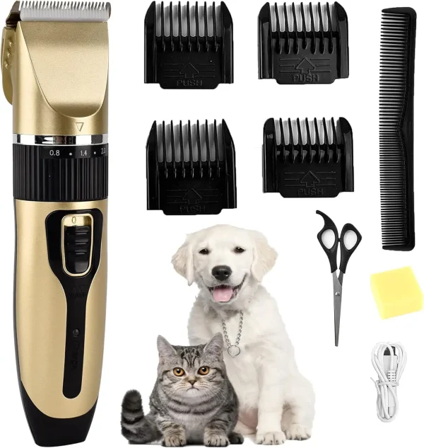 Electric Pet Hair Clippers, Cordless Trimmer Set, Low Noise