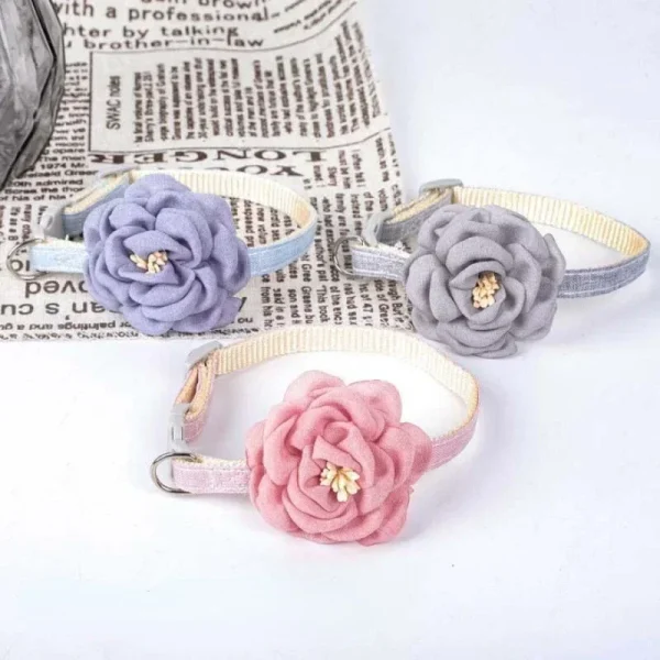 1pc Cute Cat Collar Adjustable Flower Necklace