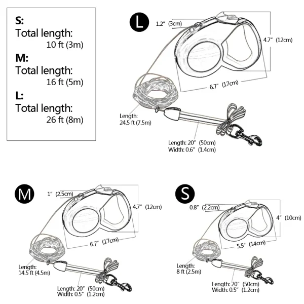 Retractable Dog Leash, Automatic Extending Traction Rope