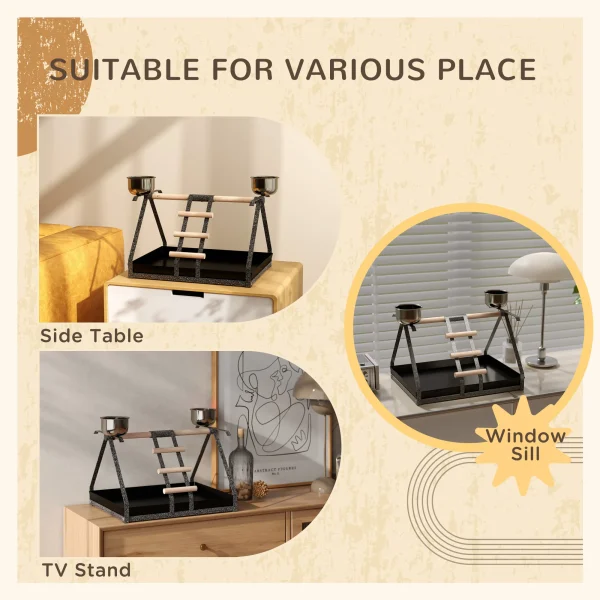 PawHut Portable Bird Stand Resting, Stainless Steel and Base Wood