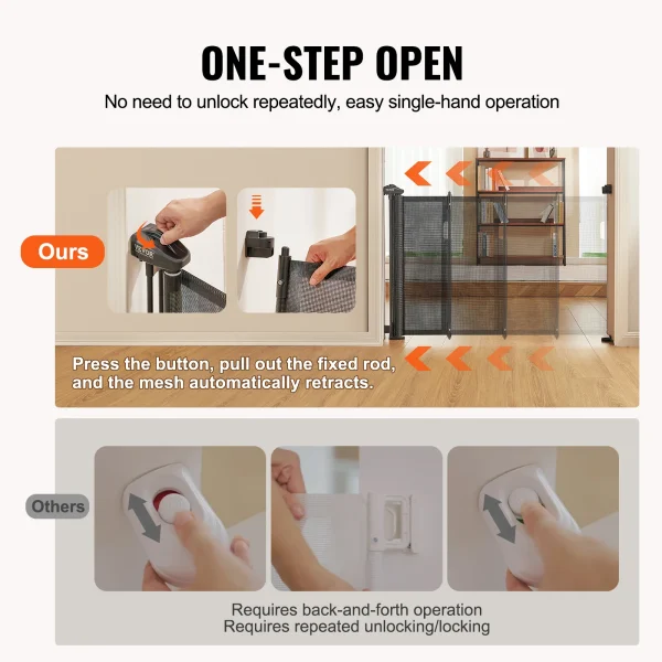 Retractable Pet Gate, Tall Mesh, Extends up Wide