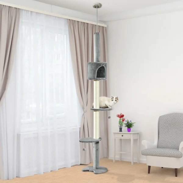 PawHut Cat Tree, Kitten Play Tower with Solid Scratching Post