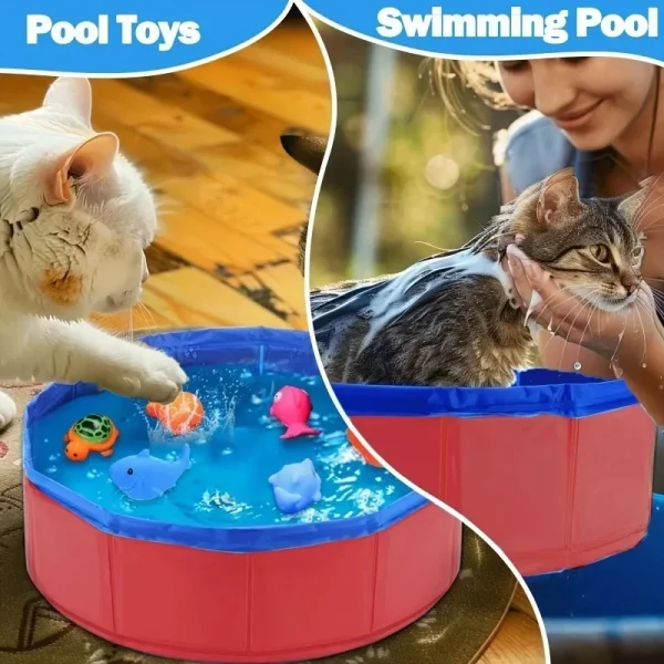 Cat Pool Toy Play Water Puppy Dog Cat Bath Pool Tub Toys Turtle Starfish Octopus Summer Cool Foldable Pet Cleaning Water Basin