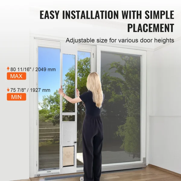 Sliding Glass Dog Door, Adjustable Height, Aluminum Frame Tempered