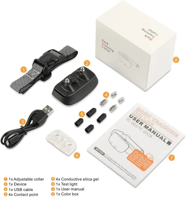 Automatic Anti Barking Dog Collar, Rechargeable Bark Stopper