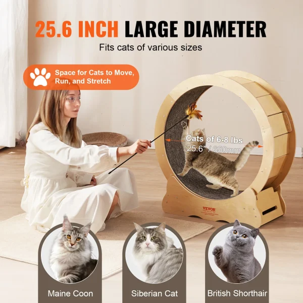 VEVOR Cat Exercise Wheel, Natural Wood