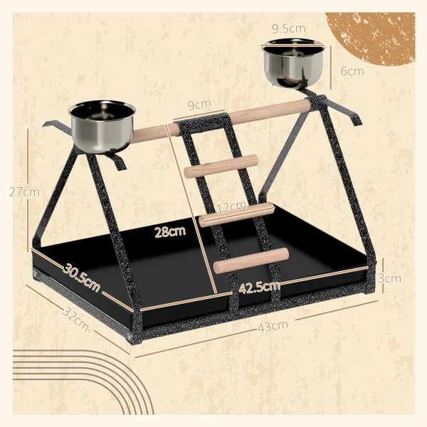 PawHut Portable Bird Stand Resting, Stainless Steel and Base Wood