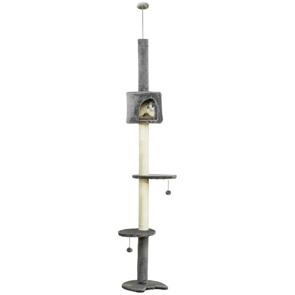 PawHut Cat Tree, Kitten Play Tower with Solid Scratching Post