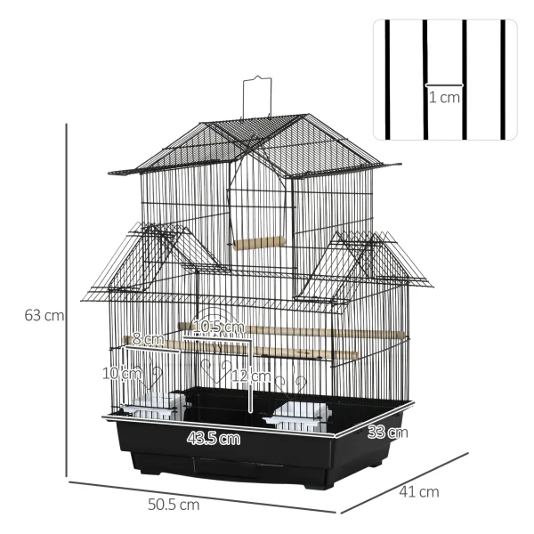 Metal Bird Cage Small With Perch and Food Container