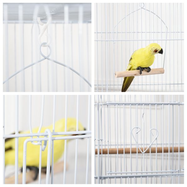 PawHut Large Bird Cage with Perches, Food Bowls, Swing, Black