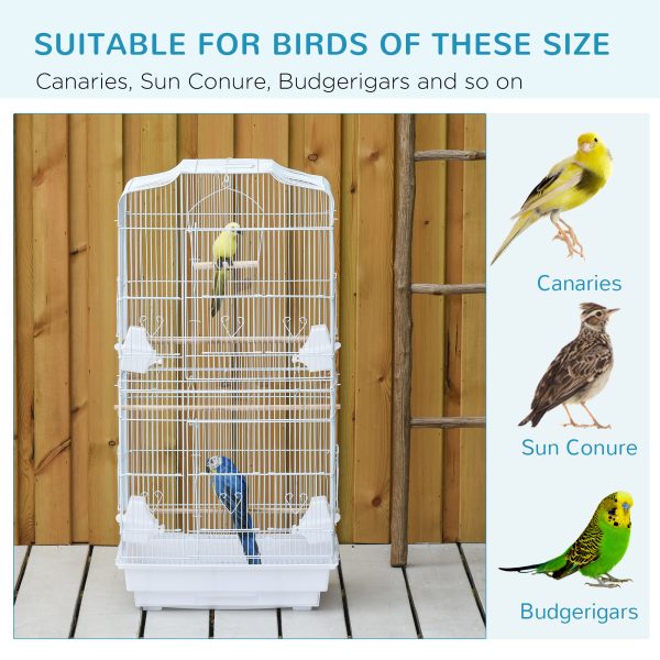 PawHut Large Bird Cage with Perches, Food Bowls, Swing, Black